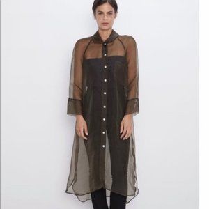 Zara Long Organza Shirt/Button Down